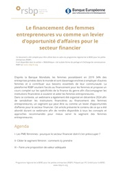 Le financement des femmes entrepreneures vu comme un levier d’opportunité d’affaires pour le secteur financier.